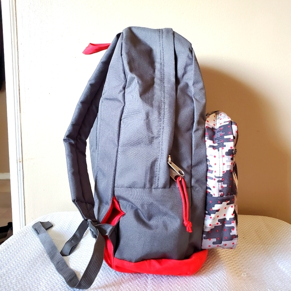 Jansport Grey Red Backpack Adjustable Straps School Hiking Pack Work - Picture 5 of 11